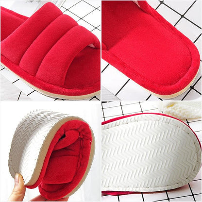 Stevvex red plush winter women slippers with memory foam insole and anti-skid sole on Tampa Home & Garden Store