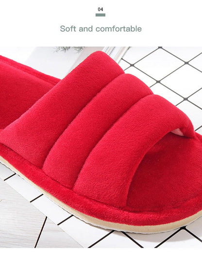 Winter red plush women's slippers with memory foam, anti-skid sole, slip-on house shoes on Tampa Home & Garden Store