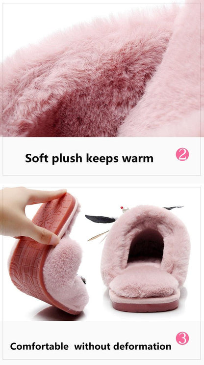 Slippers Stevvex pink plush faux fur lined memory foam slip-ons 1 pair on Tampa Home & Garden Store