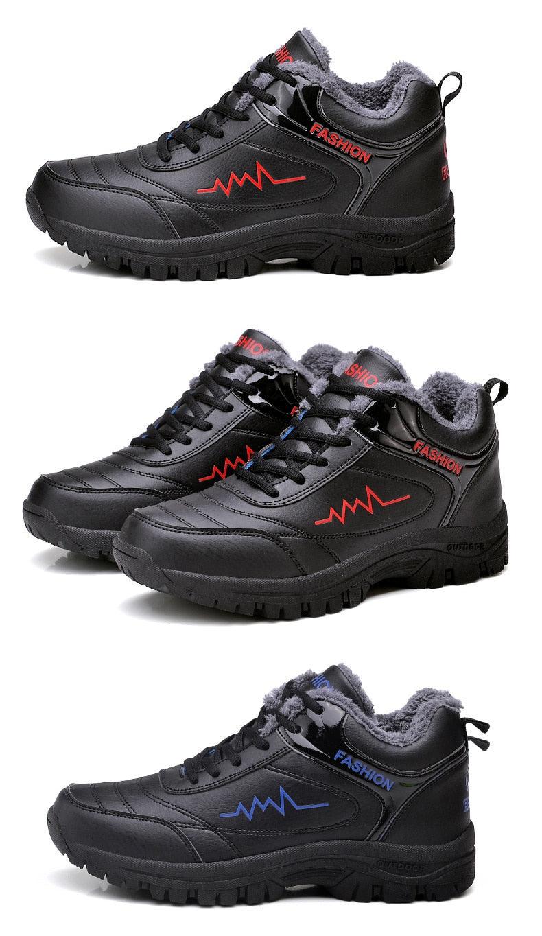Stevvex winter leather boots with plush lining and outsole, red wave logo; 3 colorways on Tampa Home & Garden Store