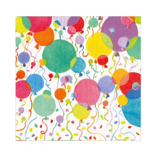 Serviette de table blanche à motif ballons et confettis