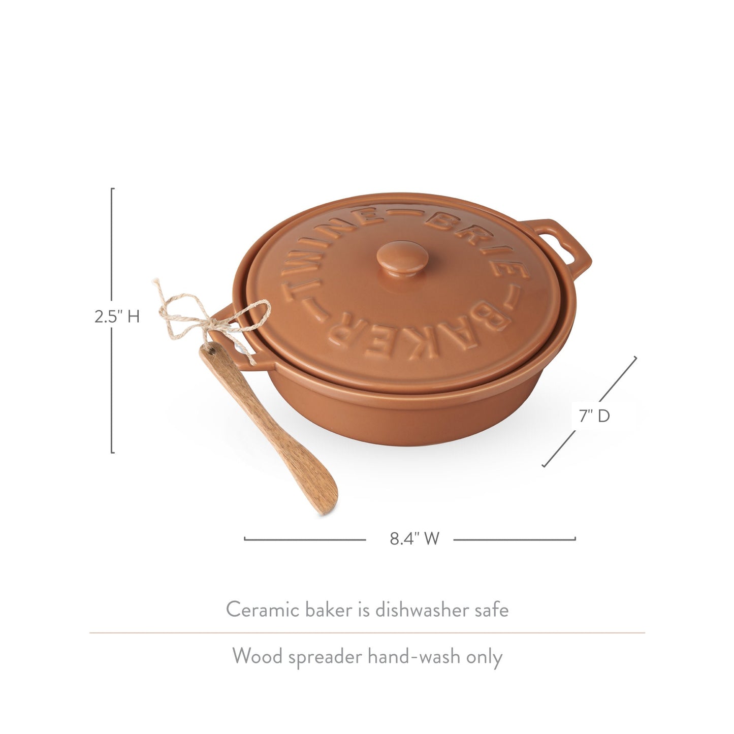 Terra Cotta Brie Baker With Lid And Spreader