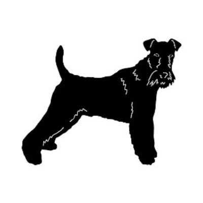 Wire Fox Terrier garden stake silhouette, black metal lawn ornament on Tampa Home & Garden Store