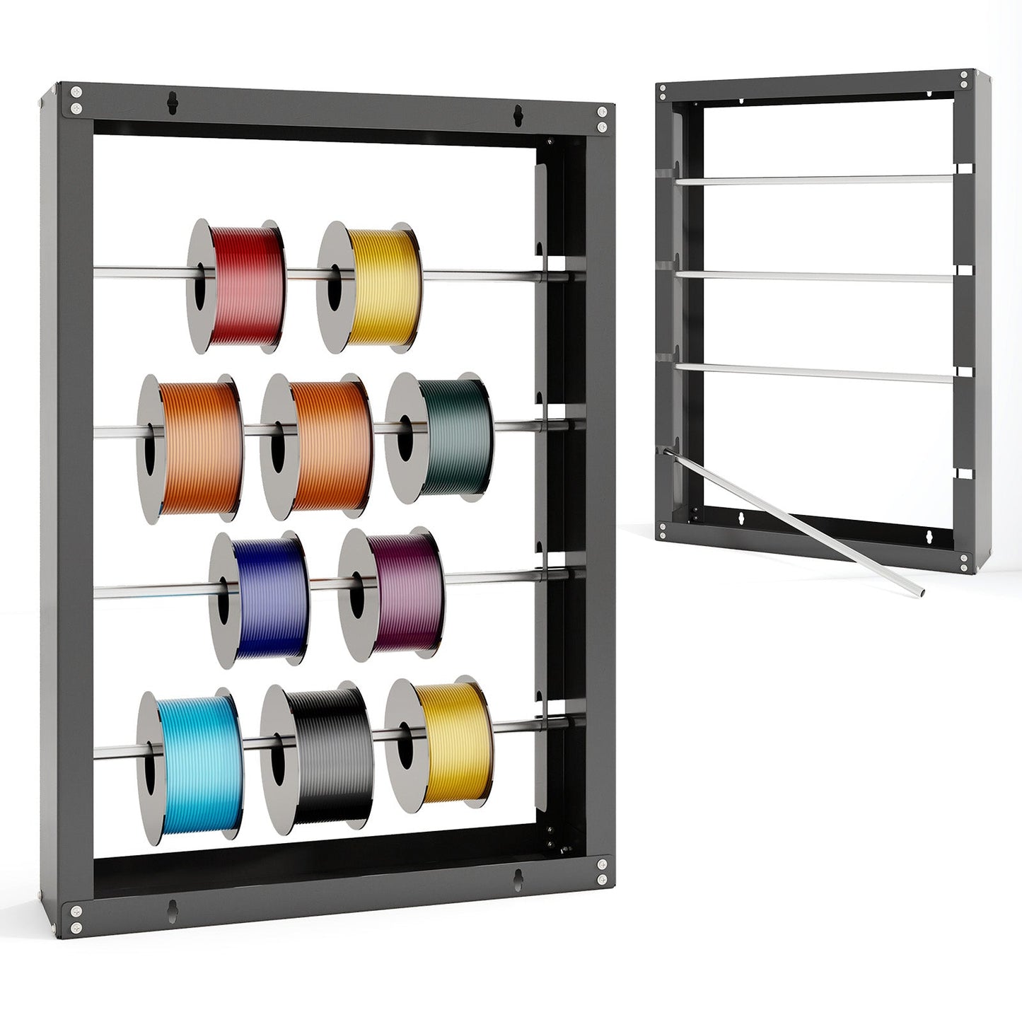 Estante para carretes de alambre con 4 varillas para uso eléctrico industrial y minorista - Gris