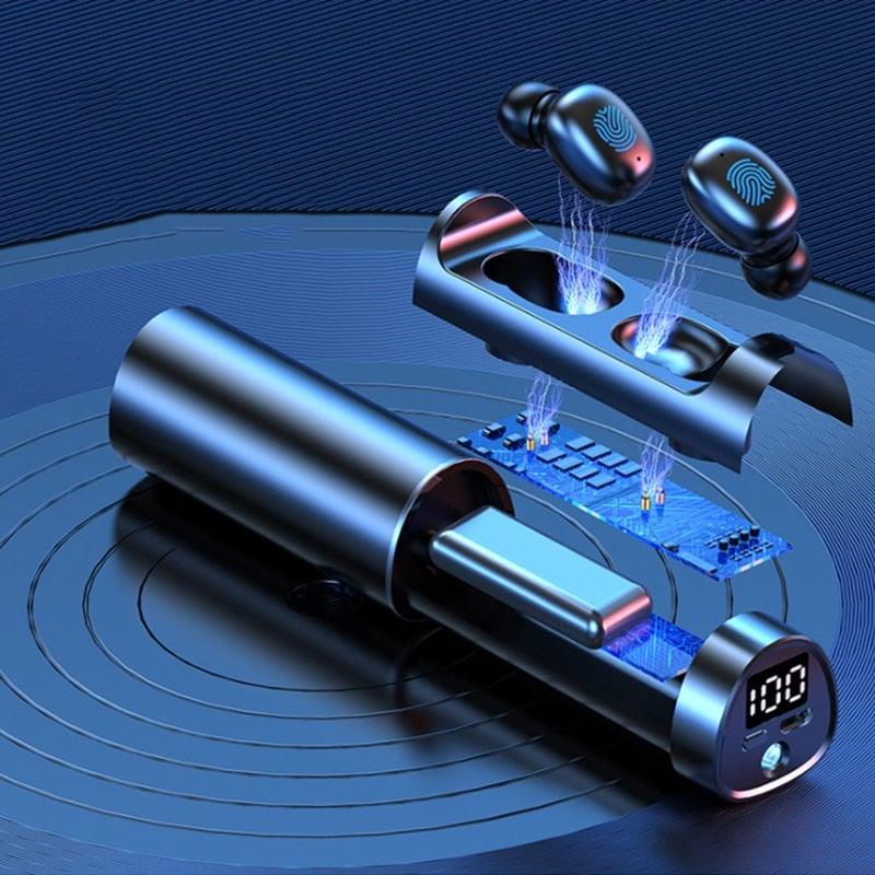 Wireless Bluetooth 5.1 in-ear headphones with blue charging case by Stevvex on Tampa Home & Garden Store