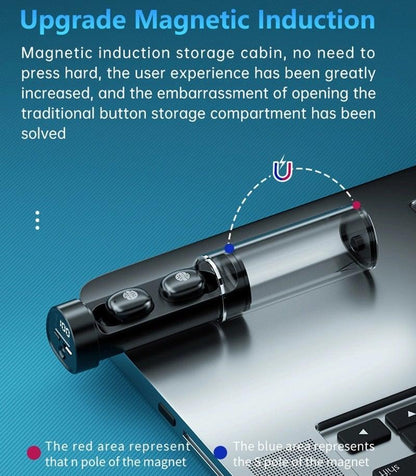 Stevvex wireless earbuds in charging case with magnetic induction graphic in-ear design on Tampa Home & Garden Store
