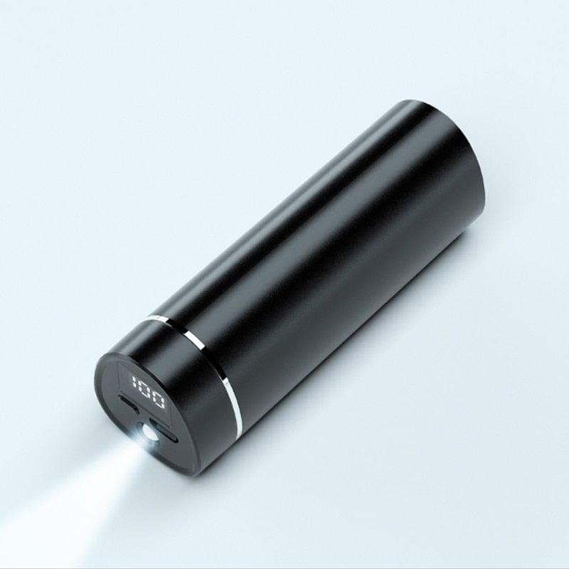 Stevvex wireless earphones charging case, black cylindrical with built-in flashlight on Tampa Home & Garden Store