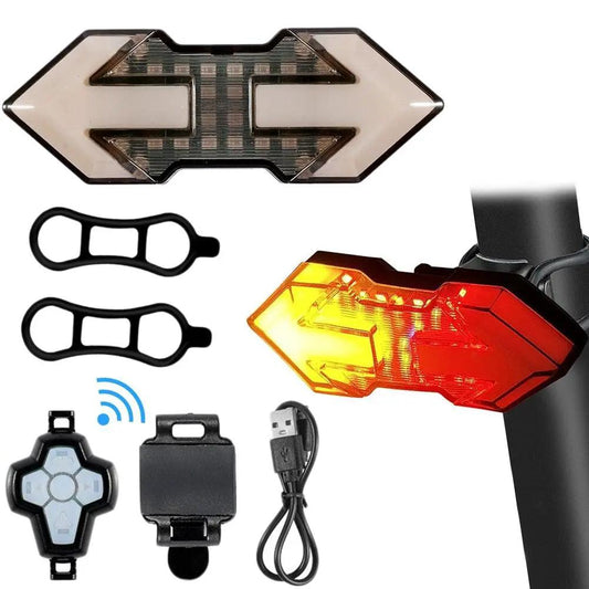 Stevvex wireless remote bicycle taillight USB rechargeable rear lamp with remote and two straps on Tampa Home & Garden Store