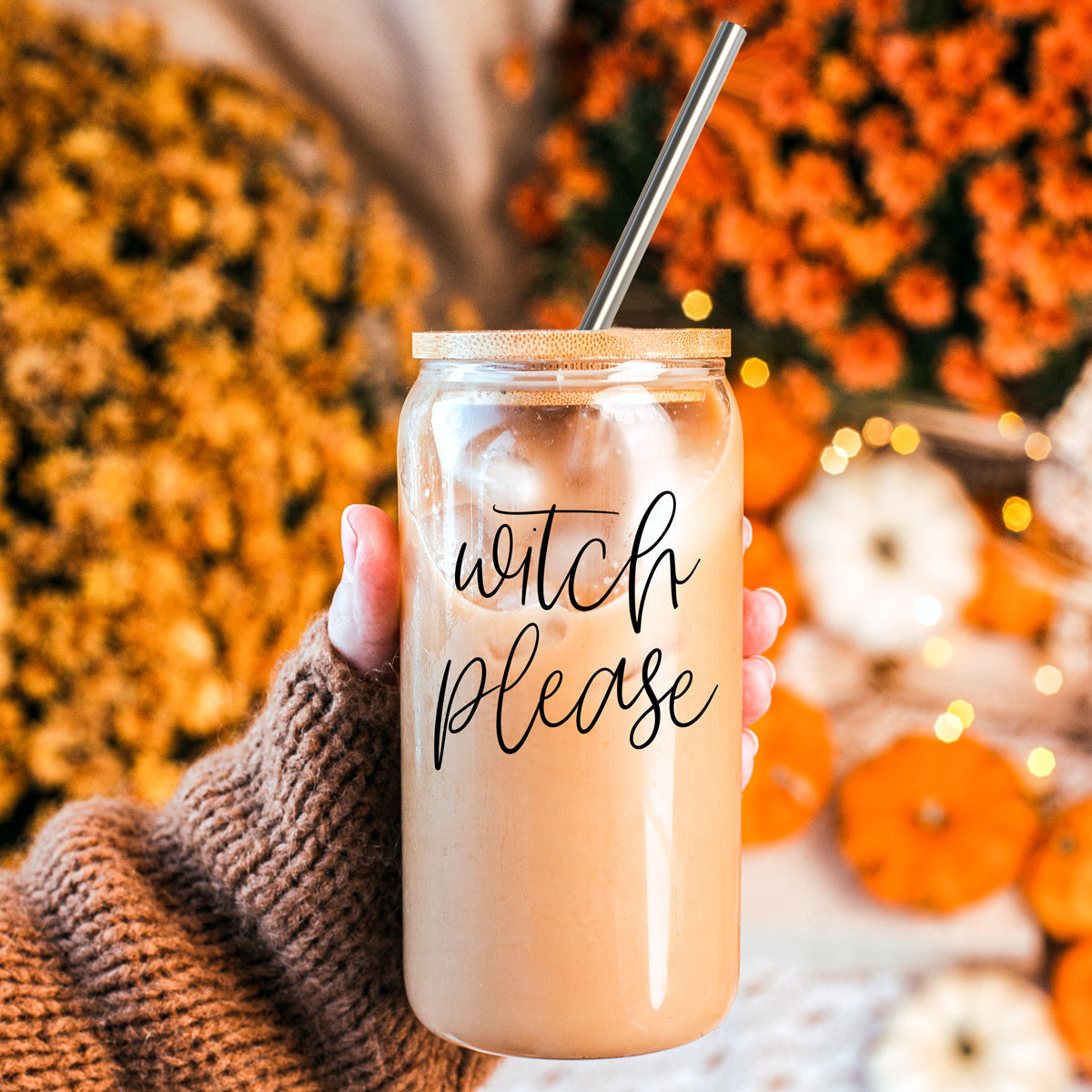 Witch Please 17oz travel mug by Gia Roma with cork lid and metal straw on Tampa Home & Garden Store