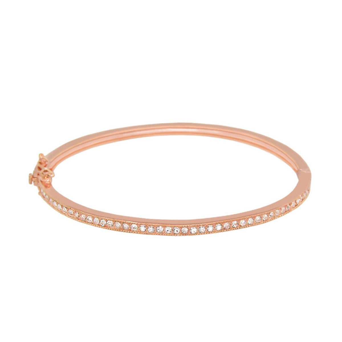 Glamour Pave Stackable Bangle Half-Pave Hinge, rose gold with pavé diamonds on Tampa Home & Garden Store