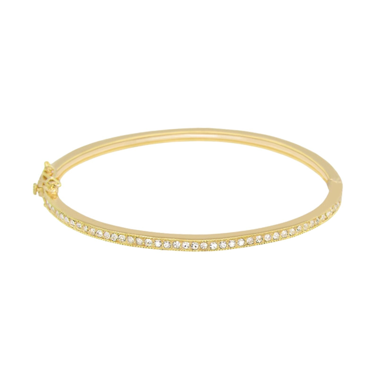 Glamour Pave Stackable Bangle, gold-tone half-pave hinge bracelet by Lauren G Adams on Tampa Home & Garden Store