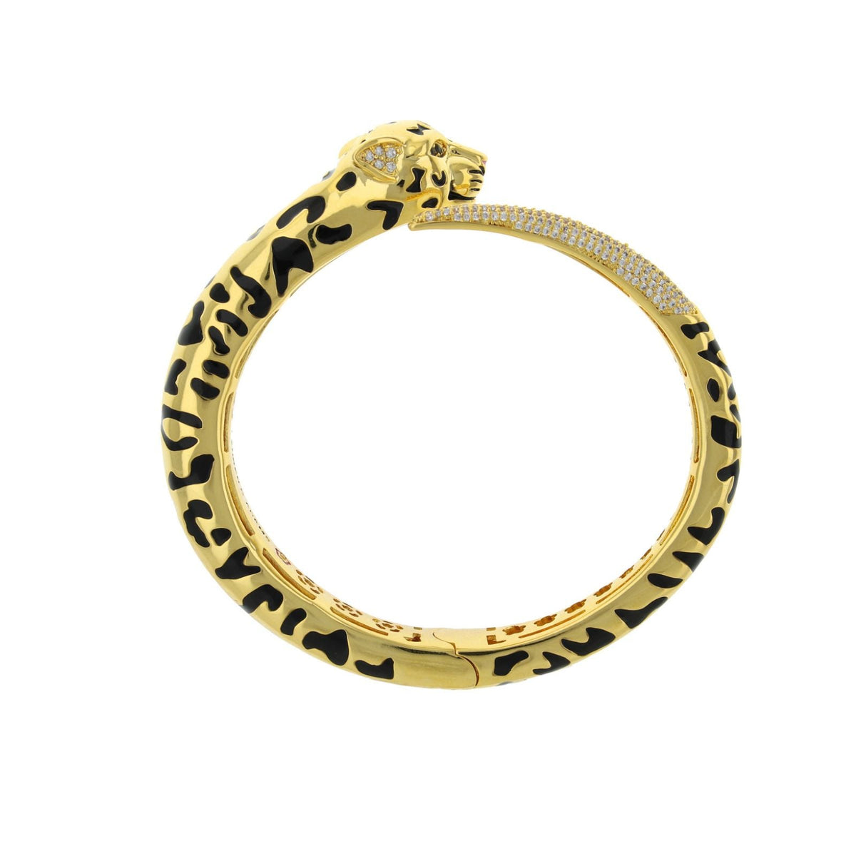 Sweet Leopard Bangle Leopard Head Bypass hinged bracelet, gold-tone, black spots on Tampa Home & Garden Store