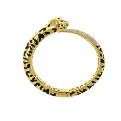 Sweet Leopard Bangle Leopard Head Bypass hinged bracelet, gold-tone, black spots on Tampa Home & Garden Store