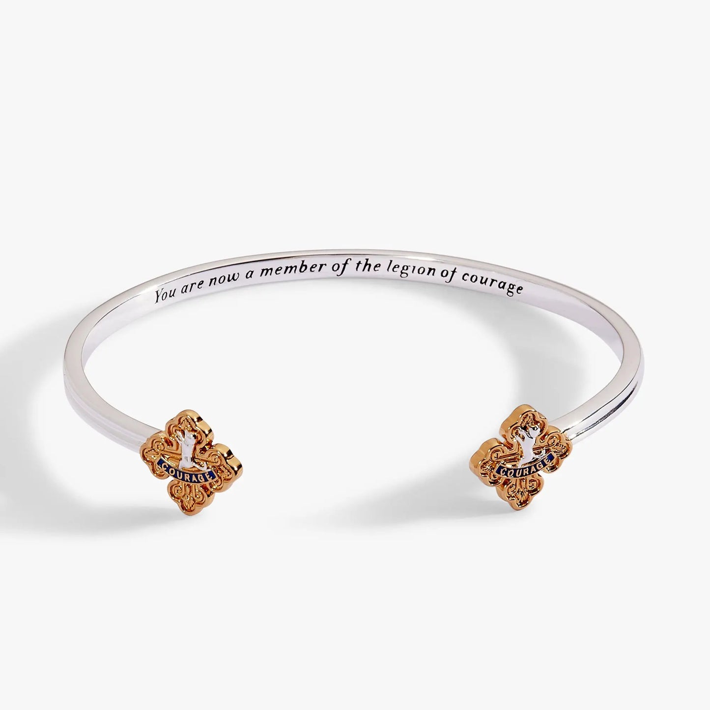 Cowardly Lion cuff bracelet in silver with rose-gold lion charms COURAGE by ALEX AND ANI on Tampa Home & Garden Store