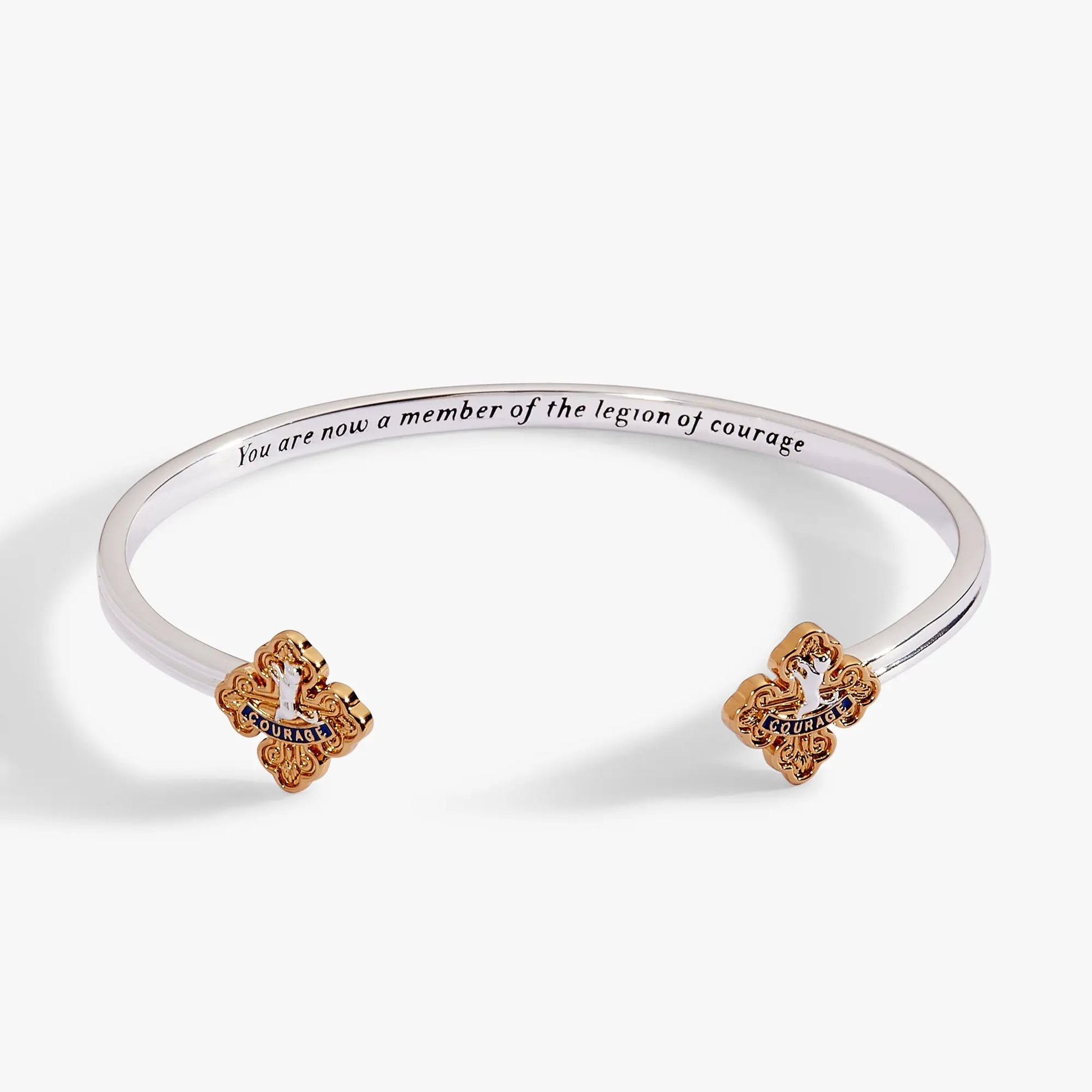 Cowardly Lion cuff bracelet in silver with rose-gold lion charms COURAGE by ALEX AND ANI on Tampa Home & Garden Store