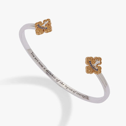 Bracelet Cowardly Lion cuff by Alex and Ani, lion charm with COURAGE banner on band on Tampa Home & Garden Store