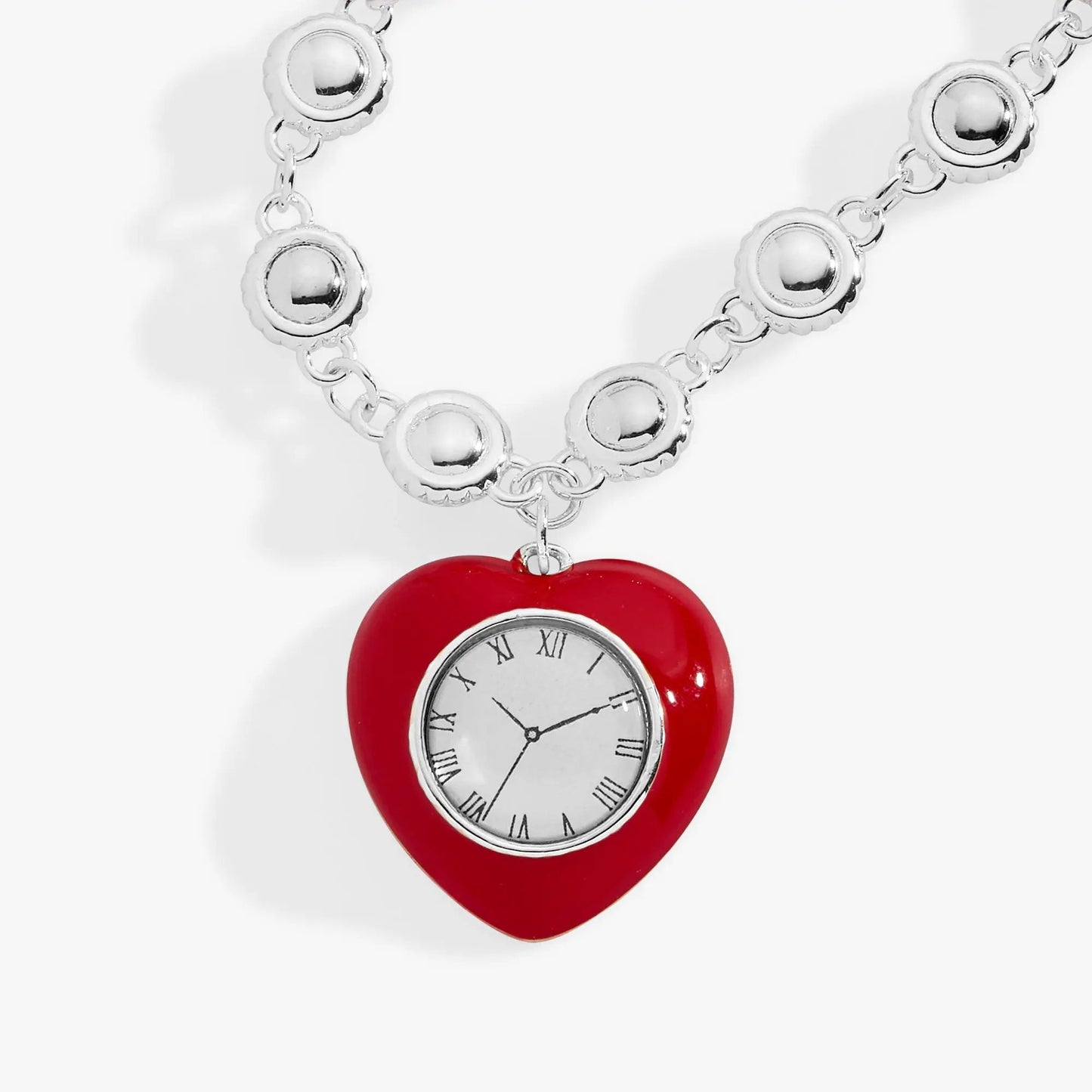 Tin Man Linear Bracelet by Alex and Ani with silver disk charms and red heart clock pendant on Tampa Home & Garden Store