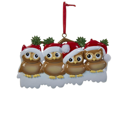 Adorable décoration de famille de hiboux - Famille de 4