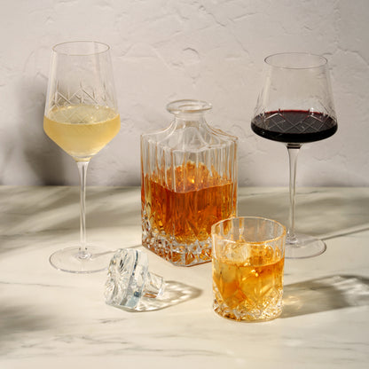 Admiral Etched Crystal Wine Glasses Set of Two
