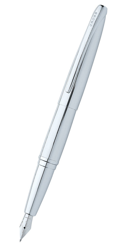 ATX Pure Chrome fountain pen with fine nib by A.T. Cross; chrome body and clip visible on Tampa Home & Garden Store