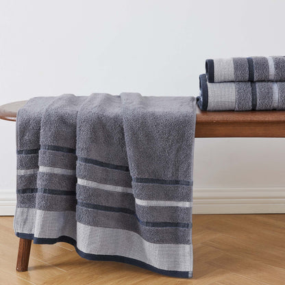 Soft Cotton Bath Towel Set and Stripe Detail