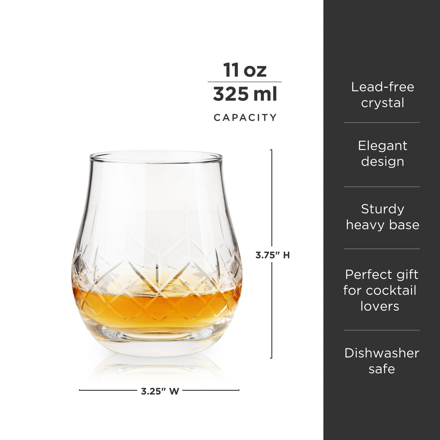 Admiral Heavyweight Crystal Whiskey Glass for Bar