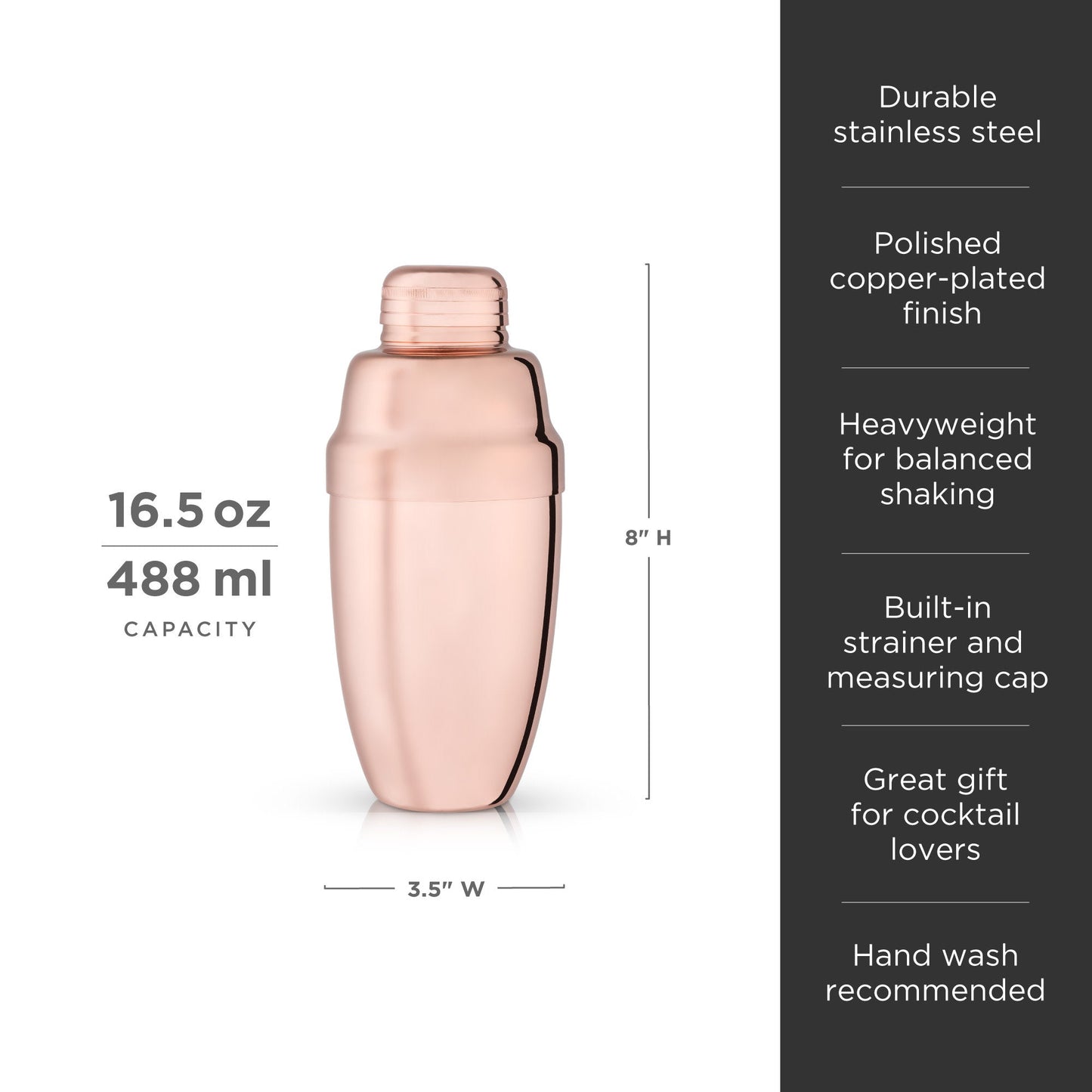 Summit Heavyweight Copper Plated Cocktail Shaker