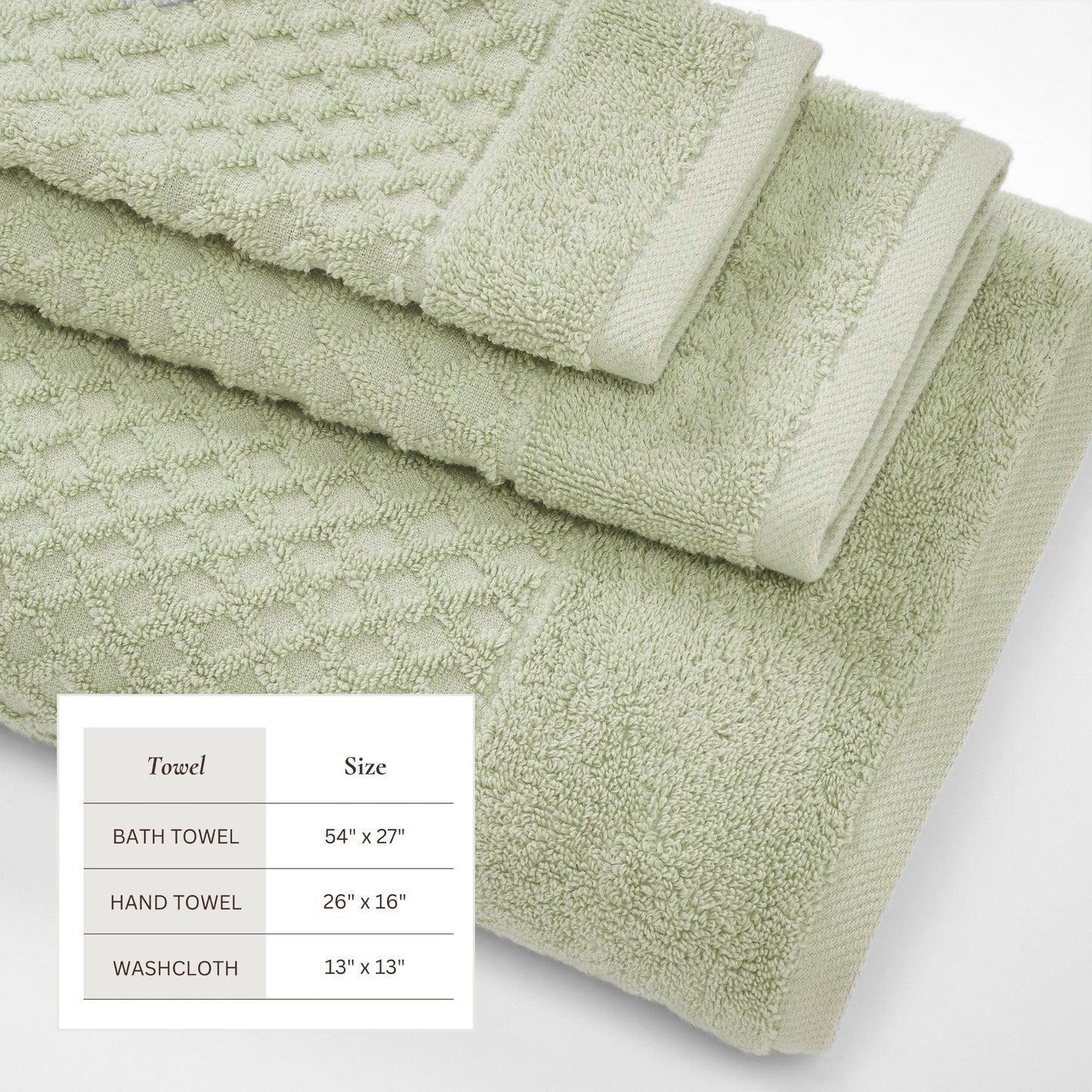 Cotton Diamond Waffle Weave Bath Towel Set