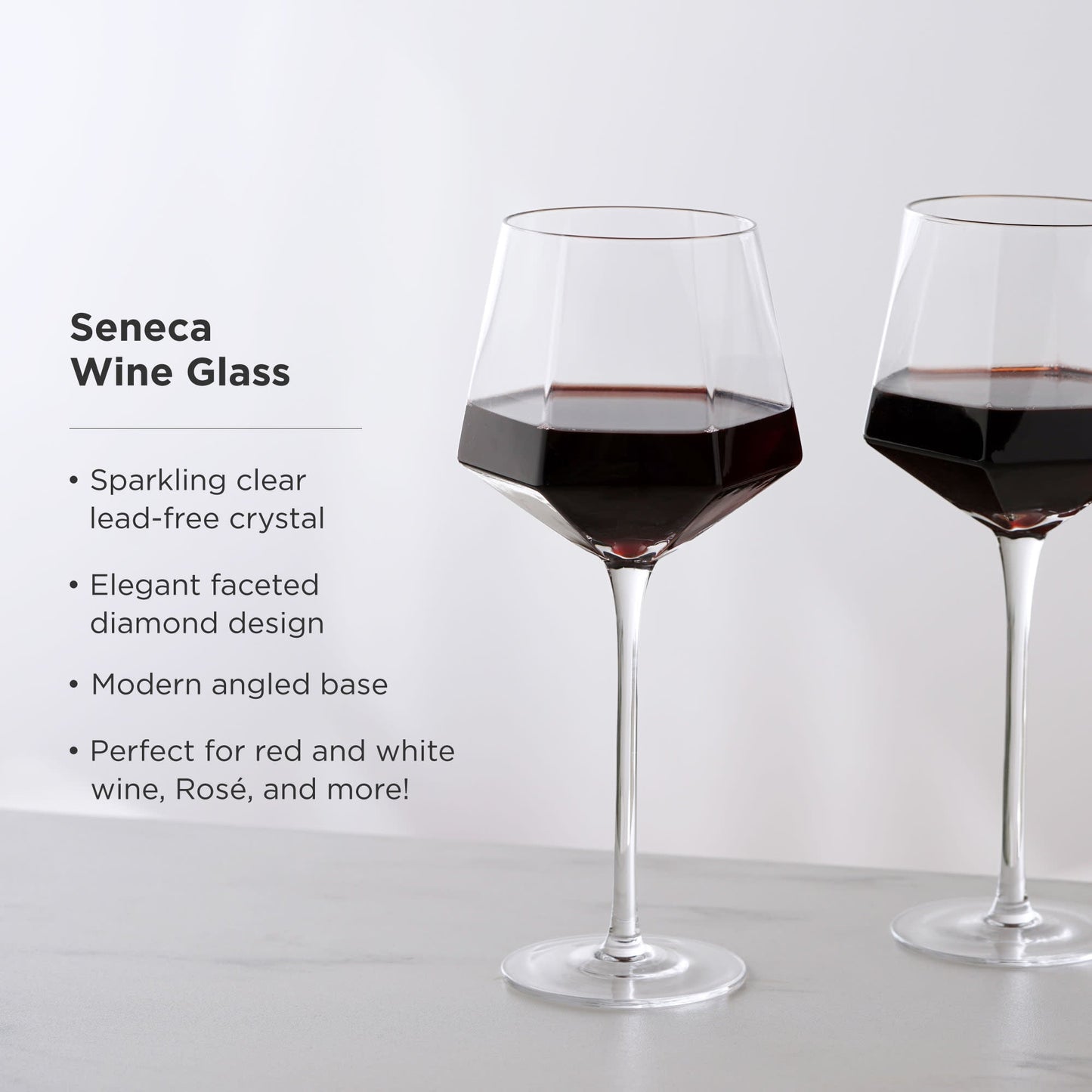 Seneca Diamond Crystal Wine Glasses Set of Two