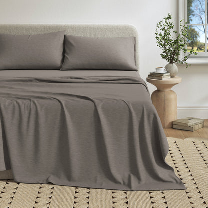 Heathered Jersey and Cotton Blend Bed Sheets