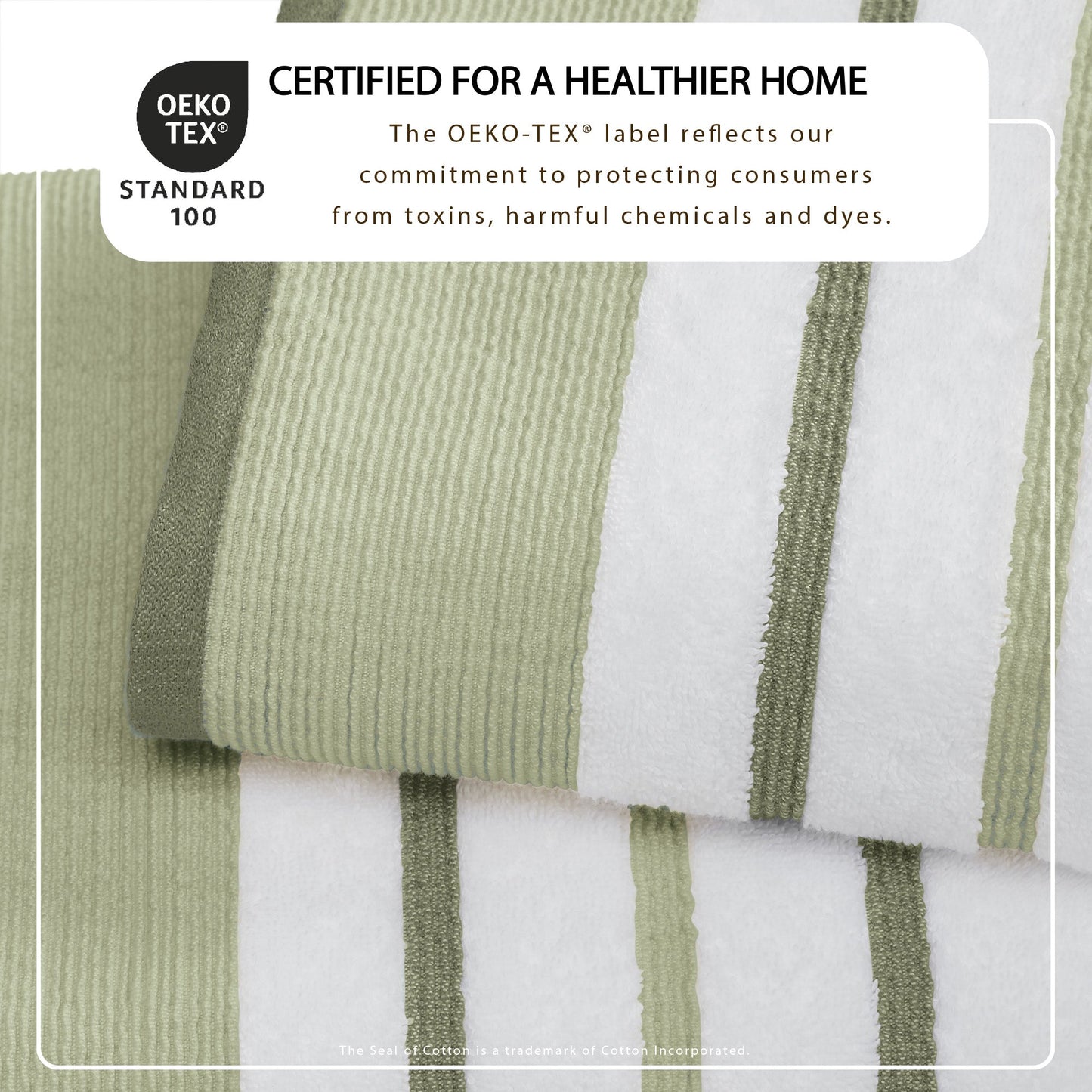 Soft Cotton Bath Towel Set and Stripe Detail