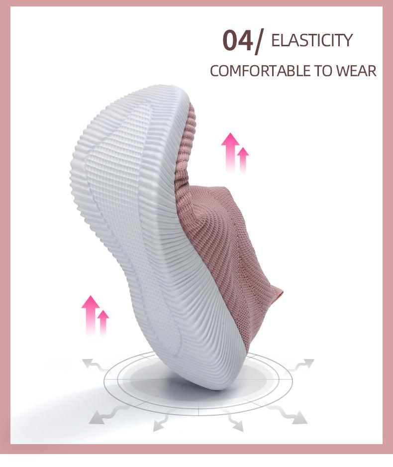 Stevvex women's pink knit upper platform sneakers with white sole, breathable casual comfort on Tampa Home & Garden Store