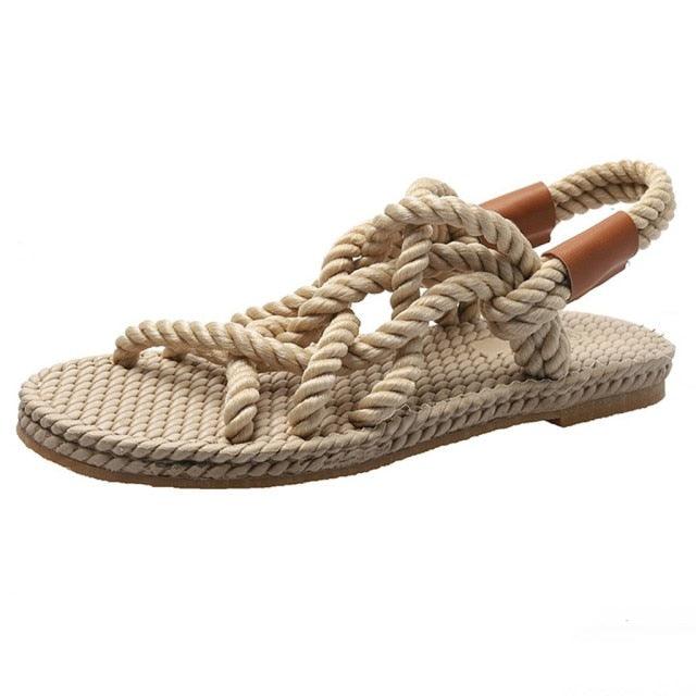 Stevvex women's braided rope sandals beige with arch support on Tampa Home & Garden Store