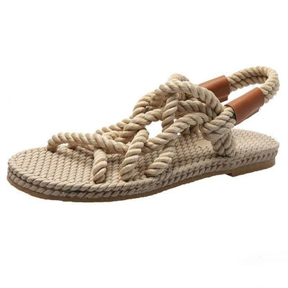 Stevvex women's braided rope sandals beige with arch support on Tampa Home & Garden Store