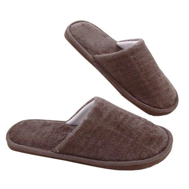 Stevvex brown plush fur-lined waterproof indoor slippers pair for women, warm home clogs on Tampa Home & Garden Store