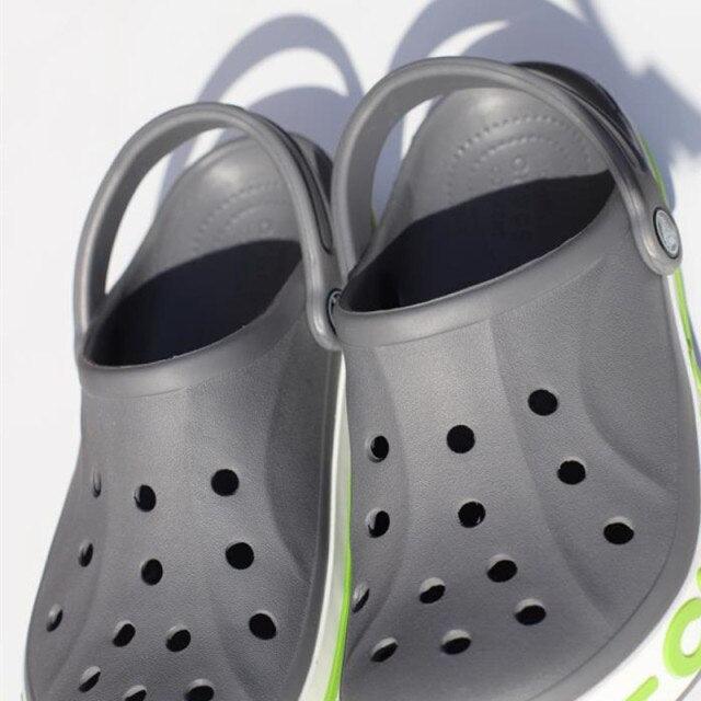 Lightweight Stevvex unisex beach clogs with grey perforated uppers and back strap pair on Tampa Home & Garden Store