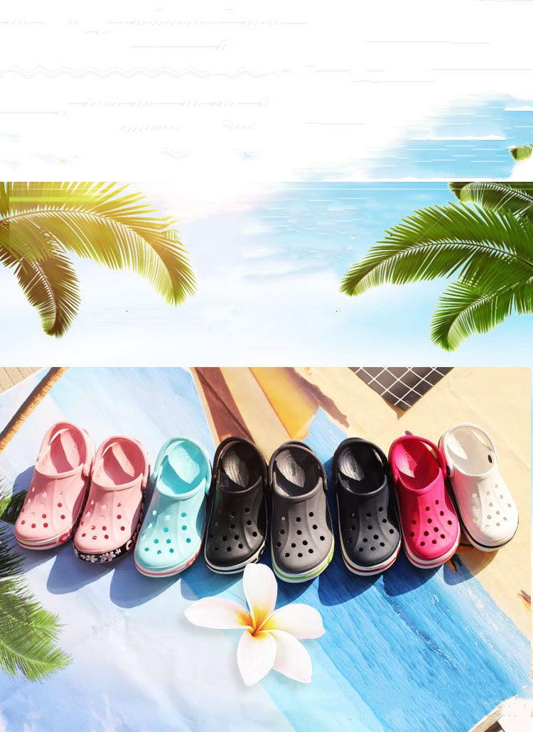 Lightweight Stevvex beach clogs slides in pink teal gray black white on a mat with plumeria on Tampa Home & Garden Store