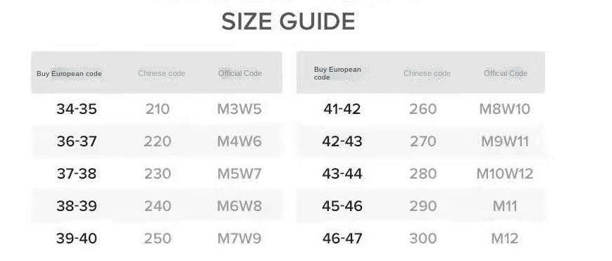 Stevvex lightweight beach clogs slippers size guide with EU/Chinese/Official codes; sizes 34–47 on Tampa Home & Garden Store