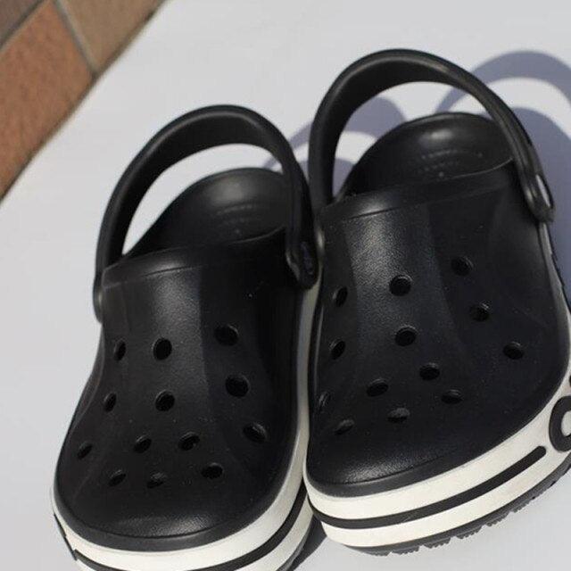 Stevvex lightweight beach clogs, black perforated unisex slippers with white sole ST85SH1435QMN on Tampa Home & Garden Store