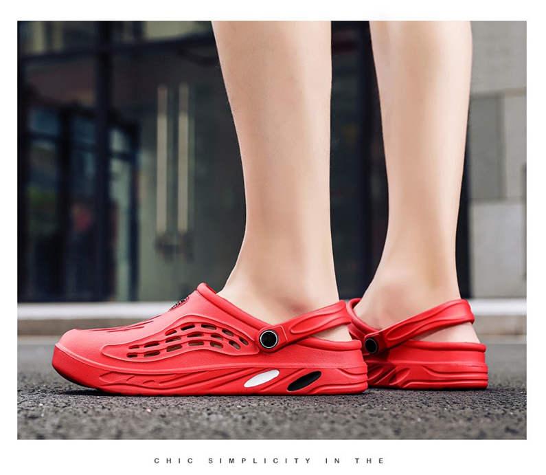Stevvex red unisex garden slippers with cutout upper and back strap on Tampa Home & Garden Store