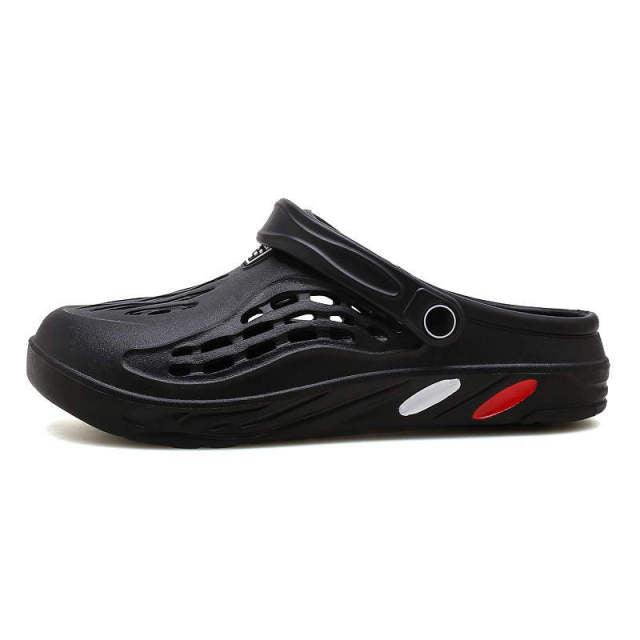 Stevvex black unisex garden clog with vented upper and adjustable strap on Tampa Home & Garden Store