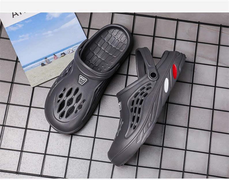 Stevvex unisex cushioned slippers with ventilation holes and heel strap, grey clogs pair on Tampa Home & Garden Store