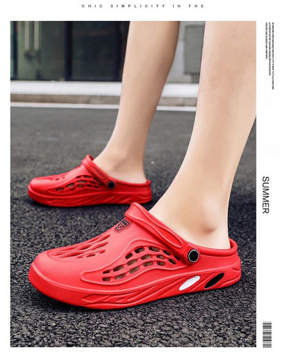 Stevvex red unisex slip-on clogs with breathable cutouts lightweight sandals on Tampa Home & Garden Store