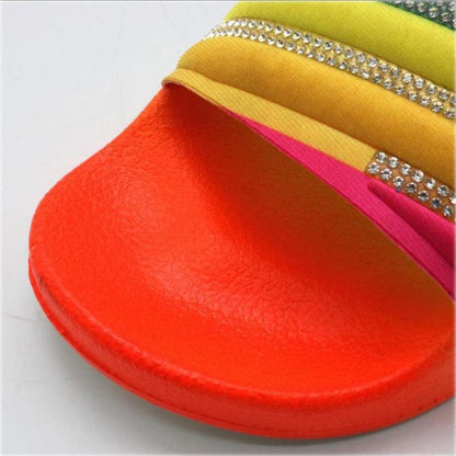 Stevvex women's candy sandals with rhinestone straps and orange sole on Tampa Home & Garden Store