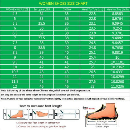 Stevvex Women Sandals size chart with European/China sizes and foot-measure diagrams on Tampa Home & Garden Store