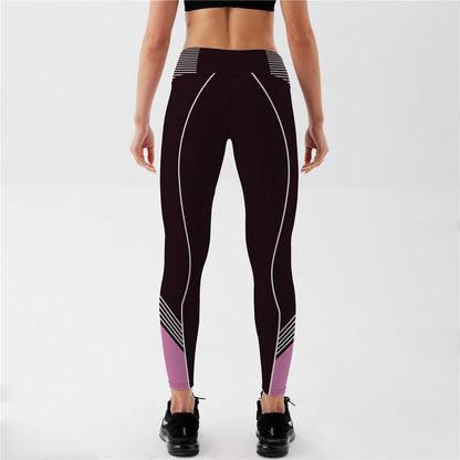 Stevvex women's high-waisted leggings with white seam piping and purple ankle panels on Tampa Home & Garden Store