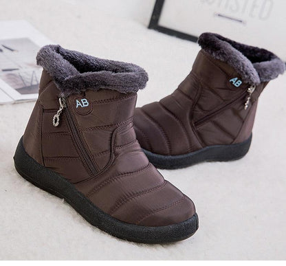 Brown Stevvex waterproof fur-lined winter boots with zip side closure and rugged sole on Tampa Home & Garden Store
