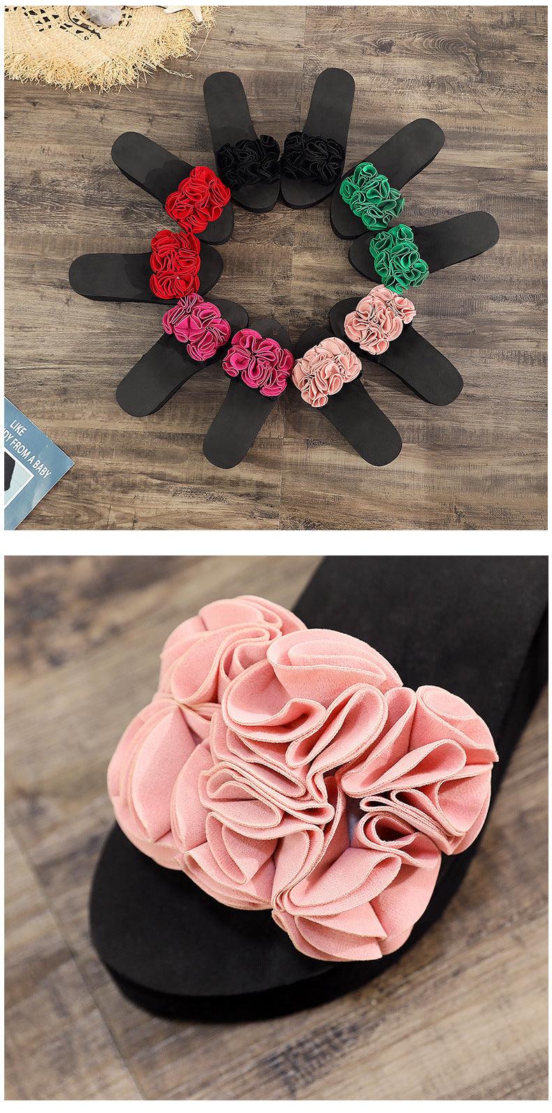Stevvex women bow sandals with fabric rose embellishments in multiple colors, 12 pairs on Tampa Home & Garden Store