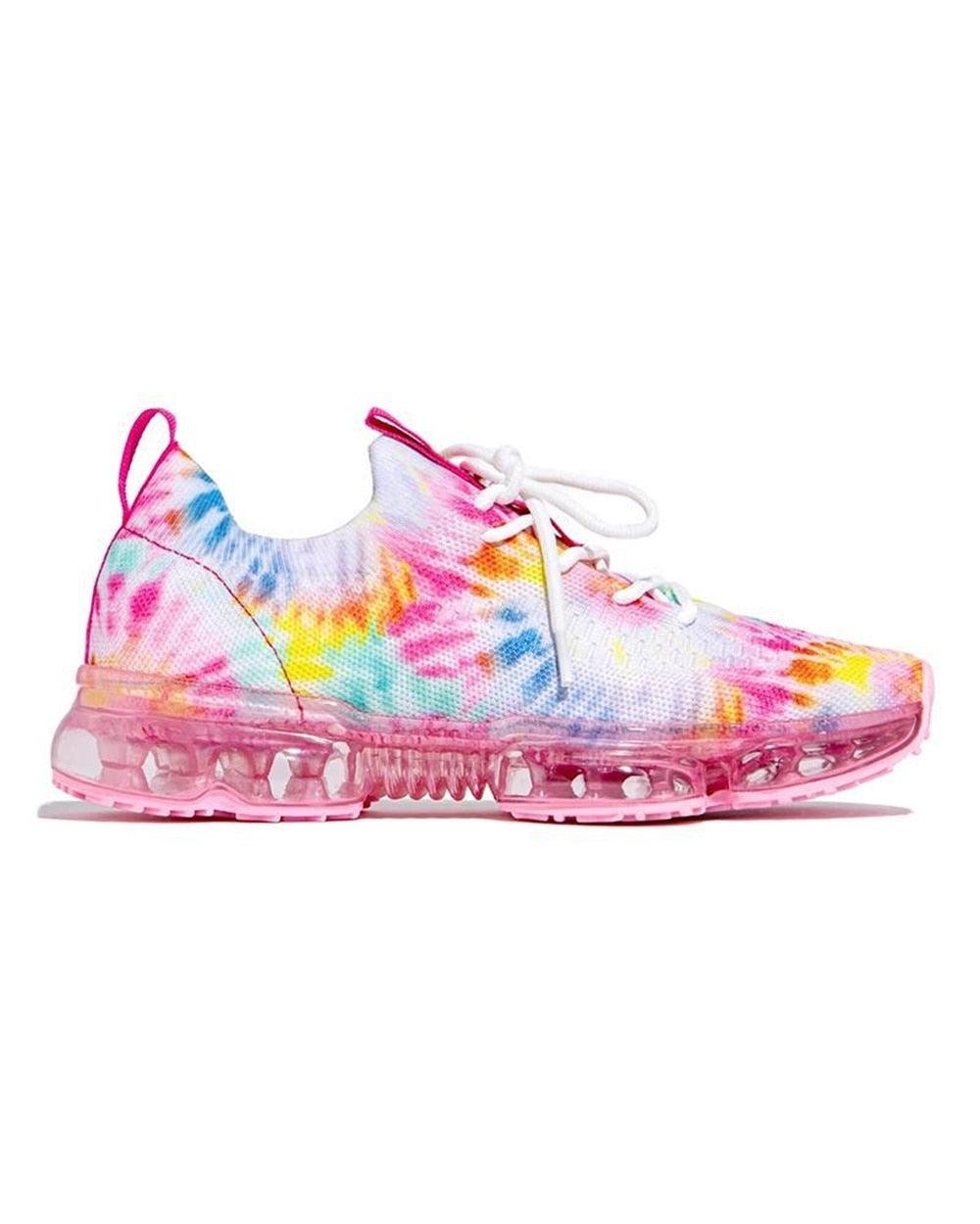 Women breathable tie-dye sneakers with pink air cushion sole and white laces on Tampa Home & Garden Store