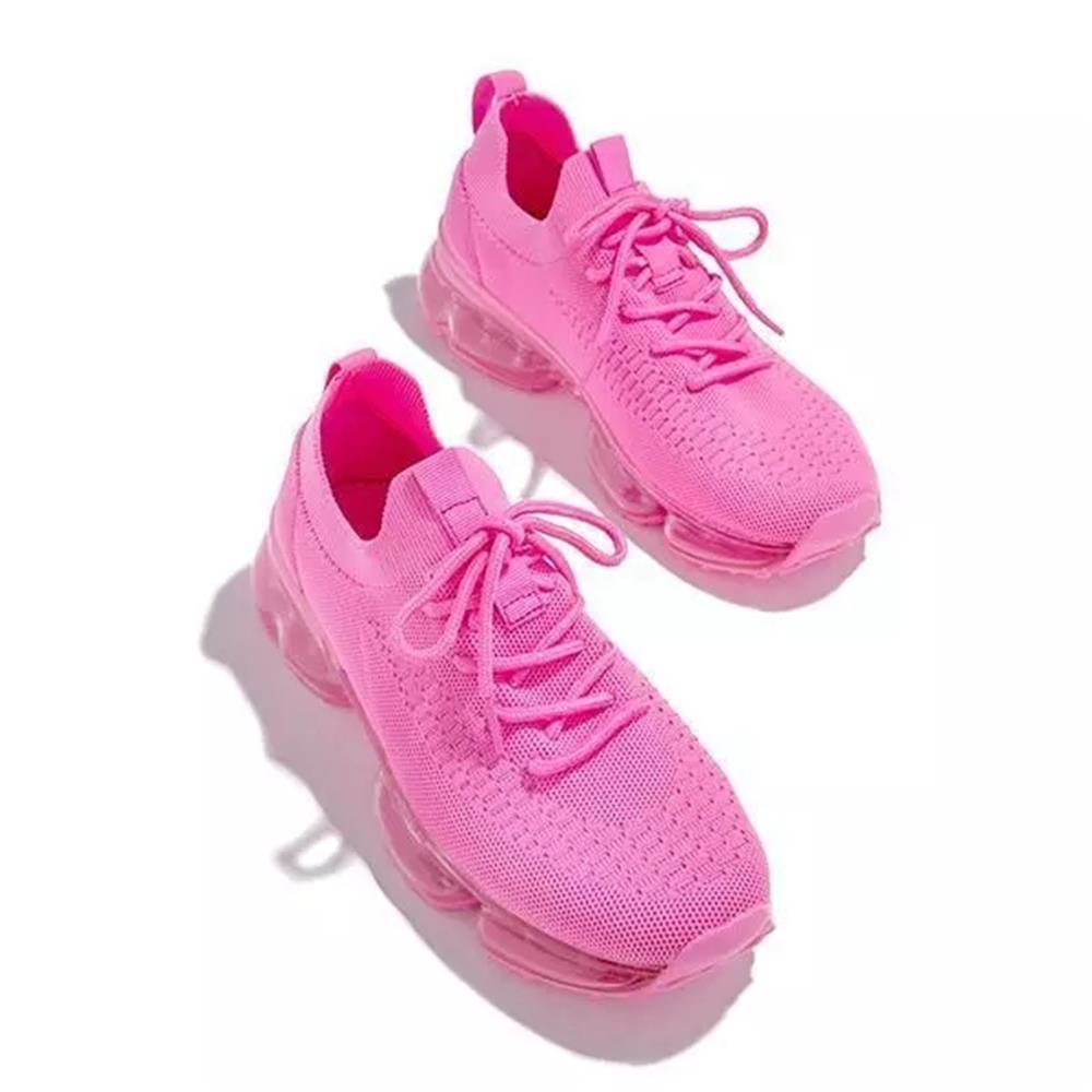Stevvex Women Sneakers pink lace-up athletic shoes air-cushion sole lightweight mesh pair on Tampa Home & Garden Store
